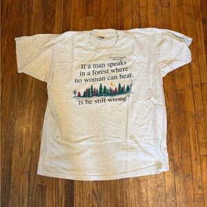 Gray Graphic Crewneck T-Shirt with Forest Print
